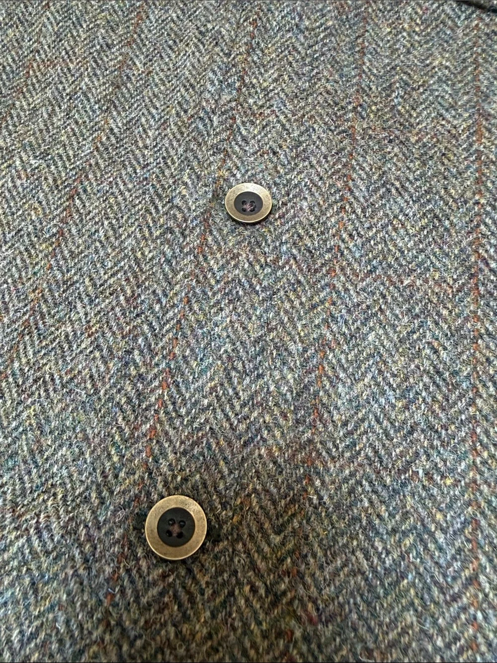 Stormy Kromer Harris Wool Tweed Uptown Herringbone Men's Vest Olive & Brown Sz L